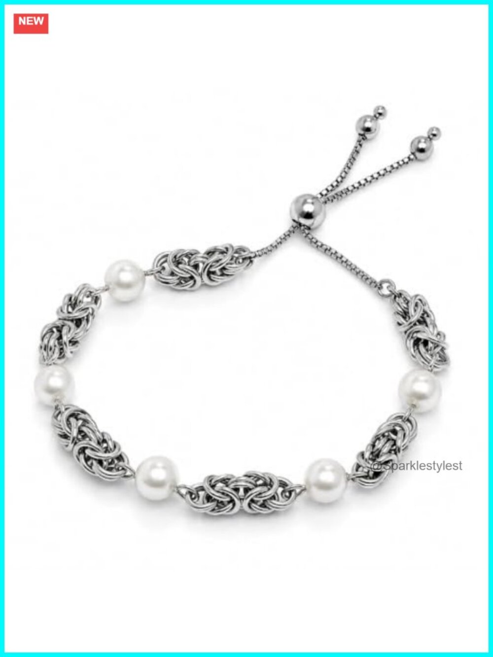 Italian 925 Sterling Silver Byzantine Bracelet Adjustable Bolo Chain
